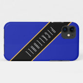 青お洒落王室の黒の斜めピックルストライプボール Case-Mate iPhoneケース (裏面(横))