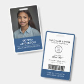 青お洒落白ミニマモダンリストID バッジ (Front & Back)