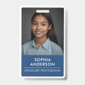 青お洒落白ミニマモダンリストID バッジ (Front)