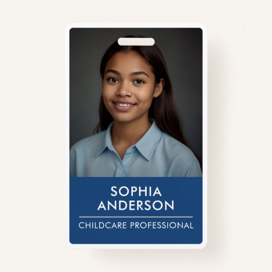 青お洒落白ミニマモダンリストID バッジ (正面)