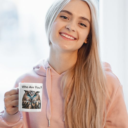 青お洒落目フクロウ ツートーンマグカップ