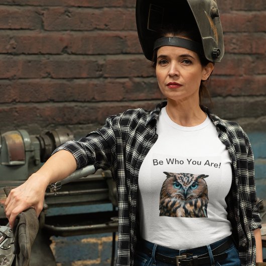 青お洒落目フクロウ Tシャツ