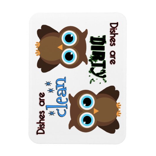 青お洒落目茶色フクロウ食洗機磁石 マグネット (縦)