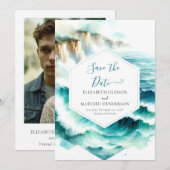 青お洒落航海の結婚の セーブザデート (正面/裏面)