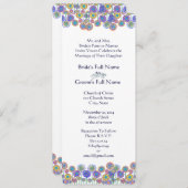 青お洒落色のモダンフローラ結婚式招待状 招待状 (正面/裏面)