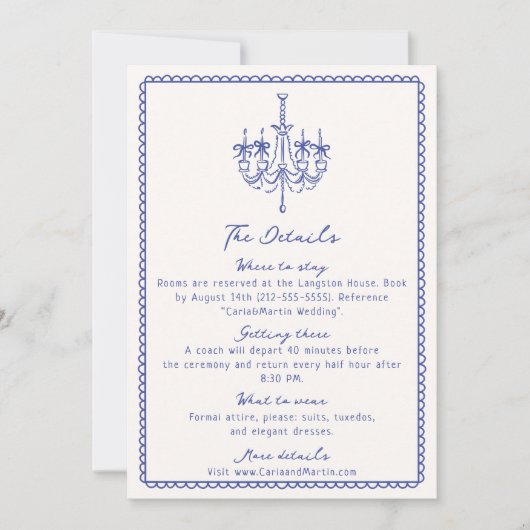 青お洒落色の手書きエンクロージャカード セーブザデート (正面)