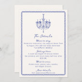 青お洒落色の手書きエンクロージャカード セーブザデート (正面/裏面)