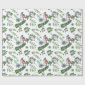 青お洒落花兎と森の葉 ラッピングペーパー (フラット)