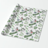 青お洒落花兎と森の葉 ラッピングペーパー (アンロールド)