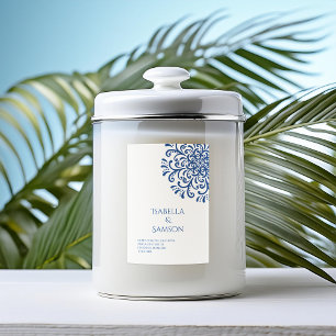 青お洒落花蝋燭ラベル フードラベル