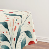 青お洒落葉と赤の花柄 テーブルクロス (インサイチュ)