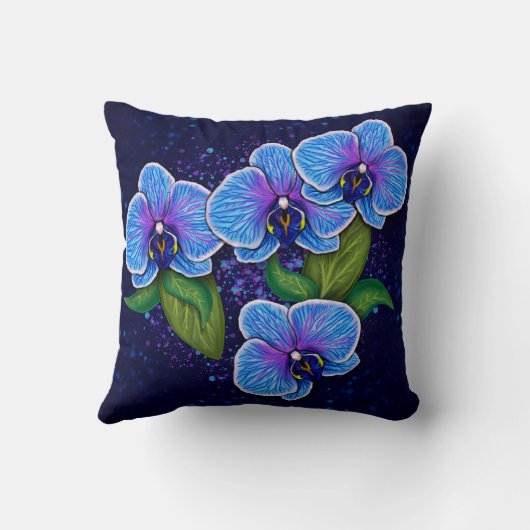 青お洒落蘭の花絵を描の クッション (裏面)