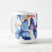 青お洒落蝶マグ コーヒーマグカップ (正面左)