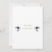 青お洒落金ゴールド花写真少年1歳 招待状 (裏面)