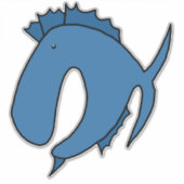 青お洒落魚 シール (正面)