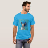 青かつらTシャツを着た犬 Tシャツ (正面フル)