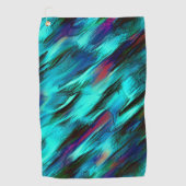 青からシアノ、赤の斑点に染まった派手な ゴルフタオル (正面)