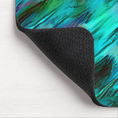 青からシアンに派手に染まり、赤い斑点が舞う マウスパッド (コーナー)