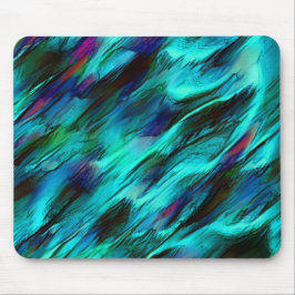 青からシアンに派手に染まり、赤い斑点が舞う マウスパッド