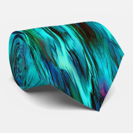 青からシアン、赤い斑点に染まった派手な色 ネクタイ