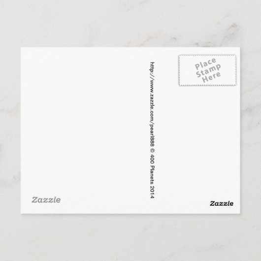 青からマゼンタの白い星型グラデーション ポストカード (裏面)