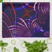 青から尖った曲線赤と白。ライラック? キッチンタオル (折り畳み)