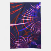 青から尖った曲線赤と白。ライラック? キッチンタオル (縦)