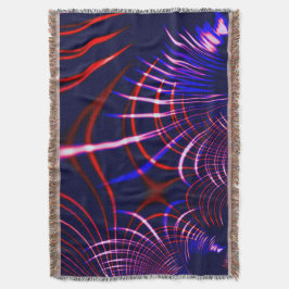 青から尖った曲線赤と白。ライラック? スローブランケット