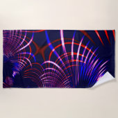 青から尖った曲線赤と白。ライラック? ビーチタオル (正面)