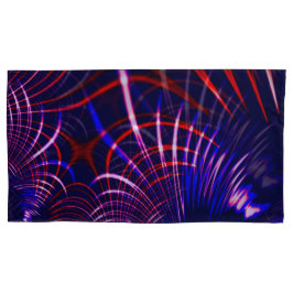 青から尖った曲線赤と白。ライラック? 枕カバー