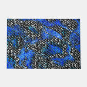 青から灰色と黒の小さな凸形のモザイク ドアマット (正面)