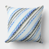 青から灰色ストライプの幅広い色のレース澄んのような クッション (正面)
