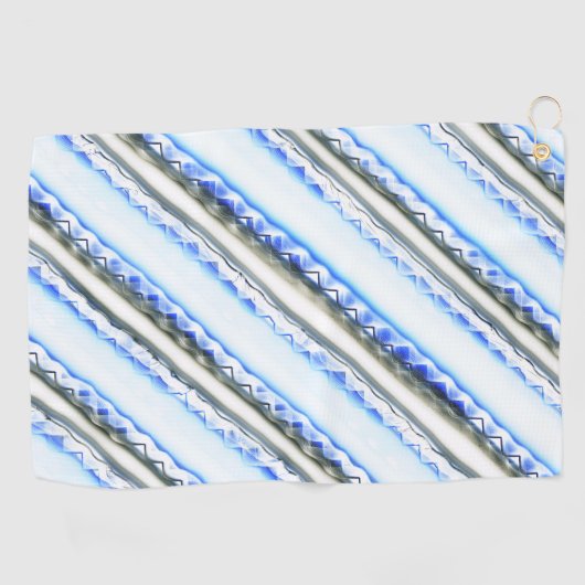 青から灰色ストライプの幅広い色のレース澄んのような ゴルフタオル (横)