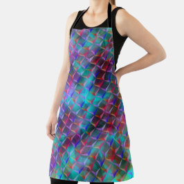 青から薄紫と3Dまたはピンクの赤い三角形に斑点 エプロン