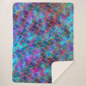 青から薄紫と3Dまたはピンクの赤い三角形に斑点 シェルパブランケット (正面)
