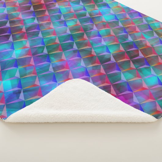 青から薄紫と3Dまたはピンクの赤い三角形に斑点 シェルパブランケット (3/4)