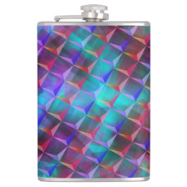 青から薄紫と3Dまたはピンクの赤い三角形に斑点 フラスク