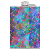 青から薄紫と3Dまたはピンクの赤い三角形に斑点 フラスク (裏面)