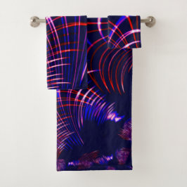 青から赤と白.ライラック? バスタオルセット