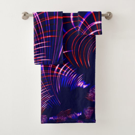 青から赤と白.ライラック? バスタオルセット (インサイチュ)