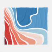 青から赤のグラデーションGroovy液体線パターン フリースブランケット (正面(横))