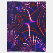 青から赤までの尖った曲線。白、ピンクの薄紫 フリースブランケット (正面)