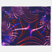 青から赤までの尖った曲線。白、ピンクの薄紫 フリースブランケット (正面(横))