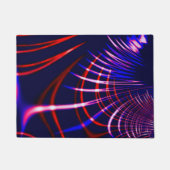 青から赤、ピンク、白の尖った曲線 ドアマット (正面)