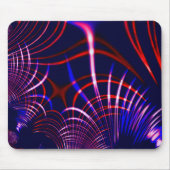 青から赤、ピンク、白の尖った曲線 マウスパッド (正面)