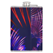 青から赤、白、ピンクの尖った曲線 フラスク (裏面)