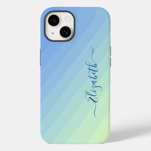 青から黄色へのグラデーション・スクリプトモノグラム Case-Mate iPhoneケース (裏面)