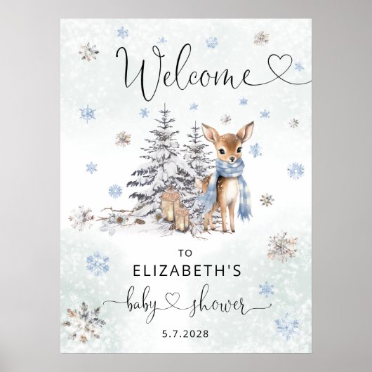 青かわいいオーディアボーイ赤ちゃんシャワーへようこそ ポスター (正面)