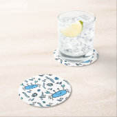 青かわいいカニの海の動物のパターンの子供 ラウンドペーパーコースター (インサイチュ)