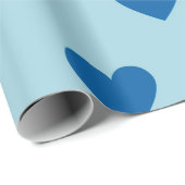 青かわいいシンプルハートパターン ラッピングペーパー (ロールコーナー)